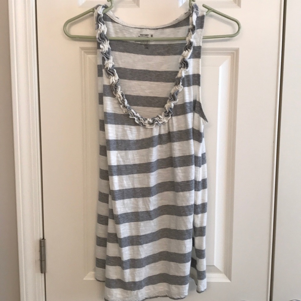 Old Navy Gray and White Women’s Striped Tank Top
